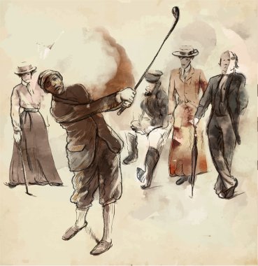Golfçü - elle çizilmiş illüstrasyon vektör dönüştürülür