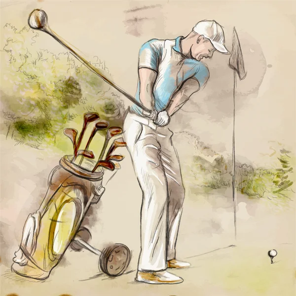 Golfista - Ilustración dibujada a mano convertida en vector — Vector de stock