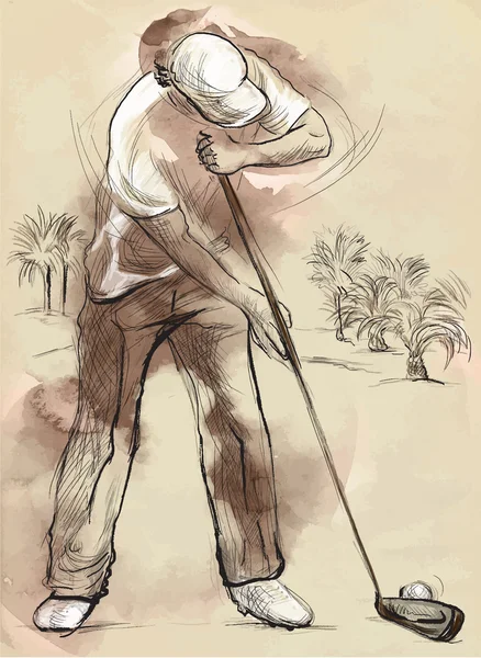 Golfeur - Illustration dessinée à la main convertie en vecteur — Image vectorielle