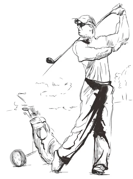 Golfista - Illustrazione disegnata a mano convertita in vettore — Vettoriale Stock