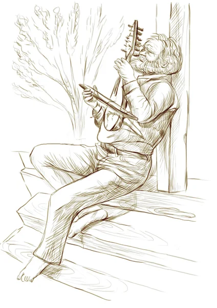 Jugador de Gadulka. Una ilustración dibujada a mano, original . —  Fotos de Stock