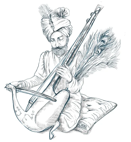 Giocatore della Taus. Un'illustrazione a grandezza naturale disegnata a mano, originale . — Foto Stock