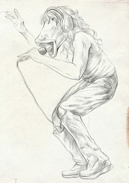Horse Singer. An hand drawn full sized illustration, original. — Stock Photo, Image