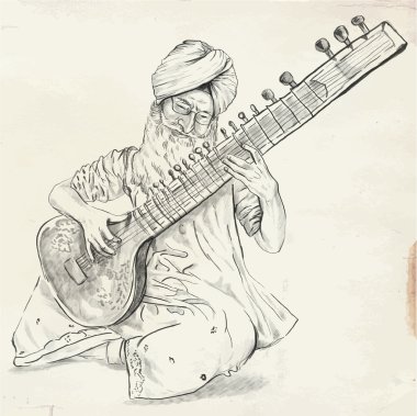 Tanpura oyuncu - (dönüştürüldü vektör çizim)