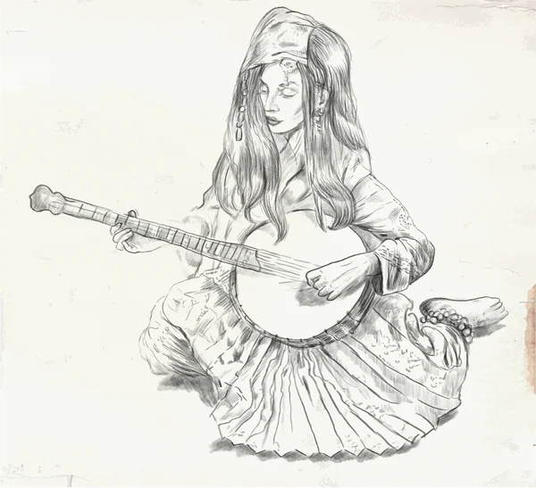 Banjo Player - illustration vectorielle (converti ) — Image vectorielle