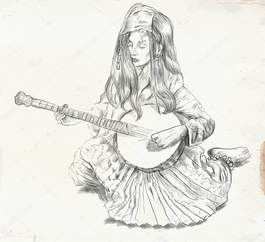 Banjo Player - vector illustration (converted)