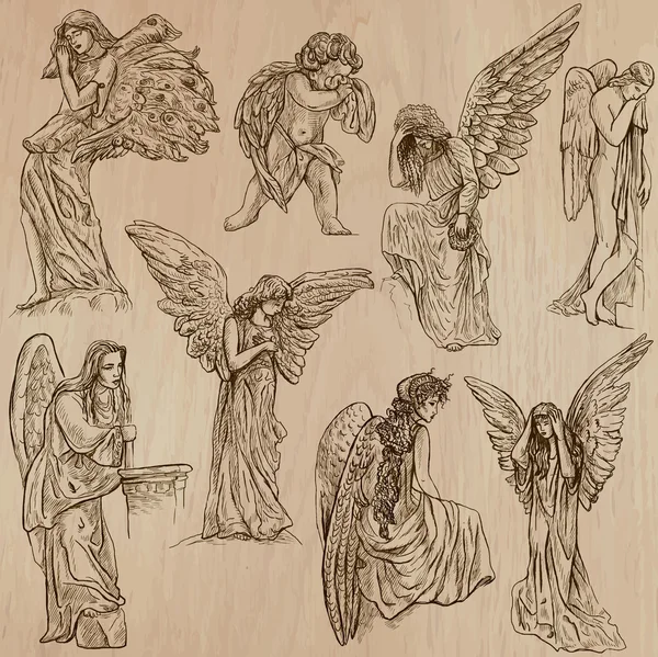 Angels - elle çizilmiş vektör paketi