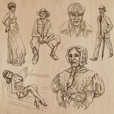 yıl 1870-1970, vektörel çizimler arasında moda