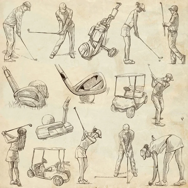 Golf et golfeurs - Pack dessiné à la main — Photo