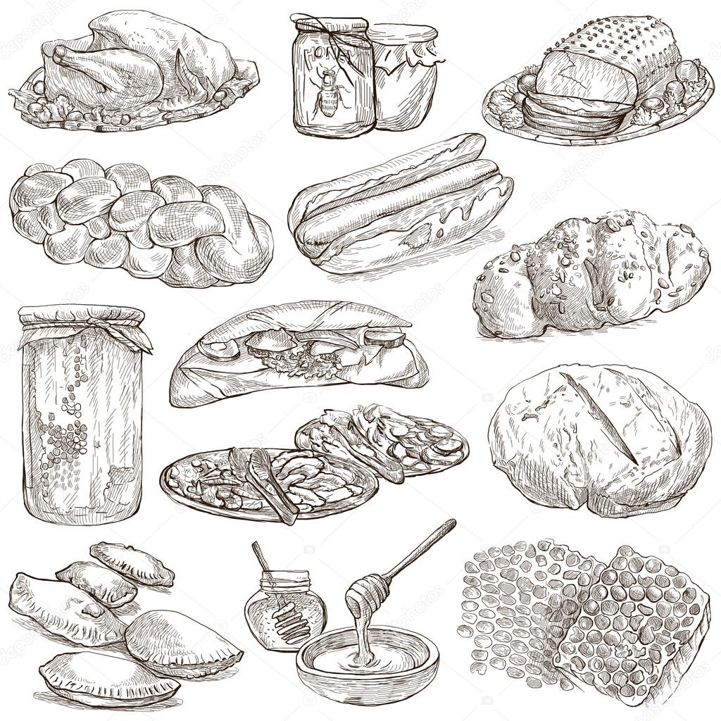 Food - hand drawn pack. Original sketches.