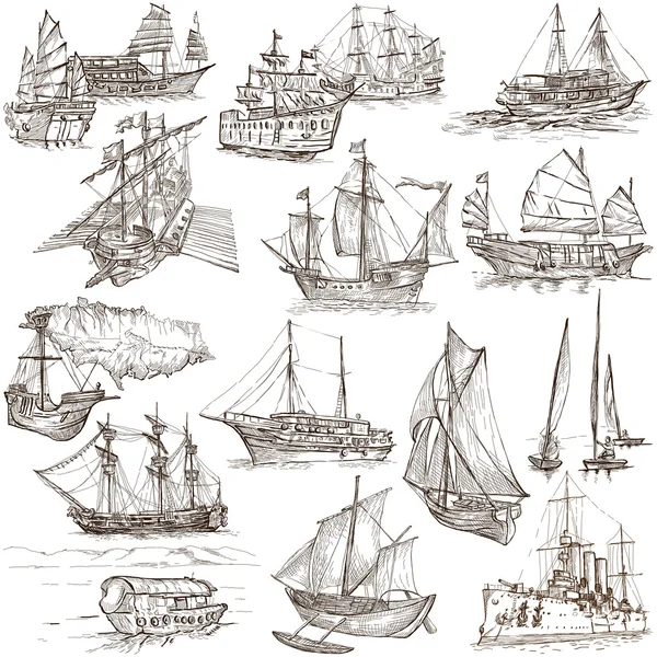 Barcos - Desenhos à mão, Originais — Fotografia de Stock