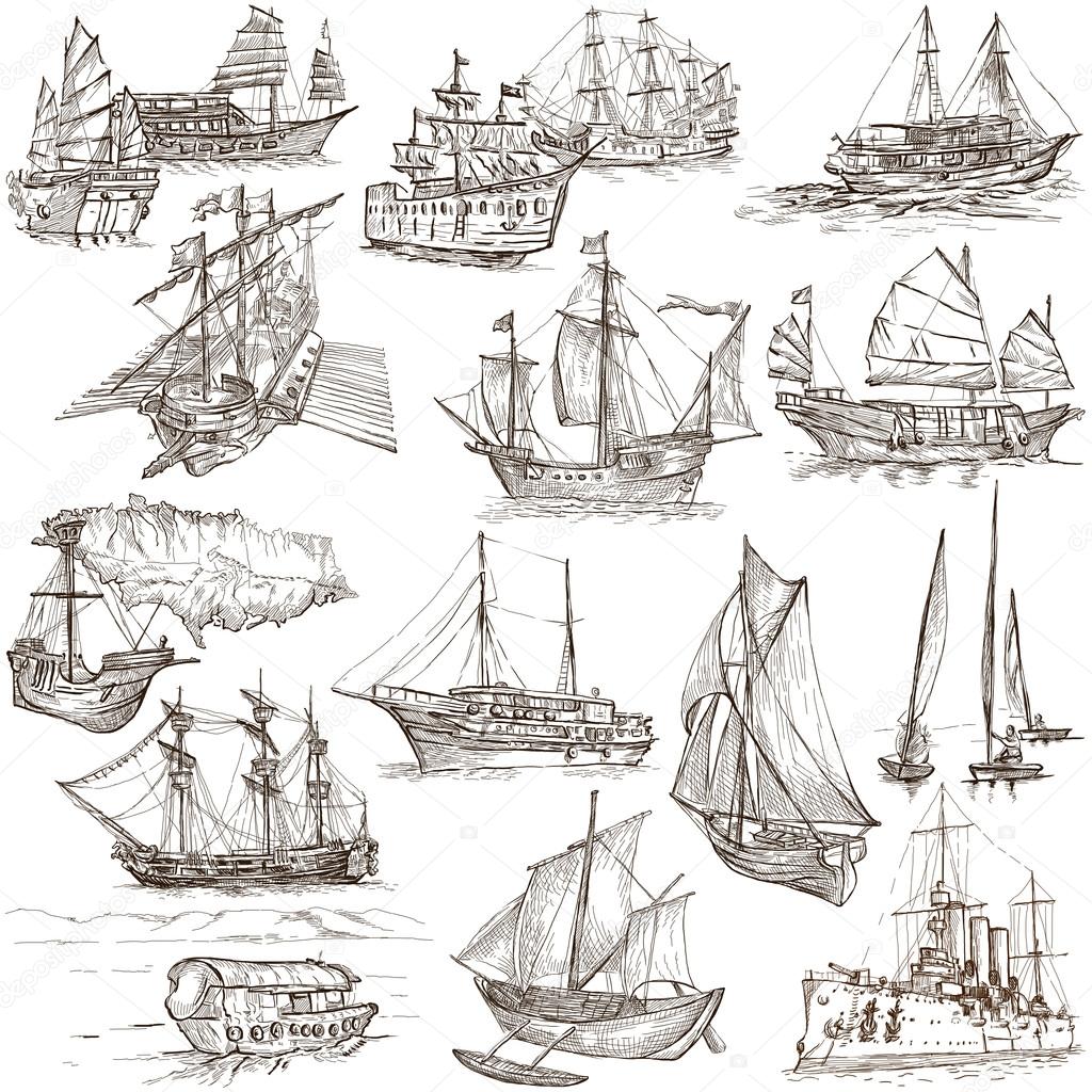 Boats - Hand drawings, Originals