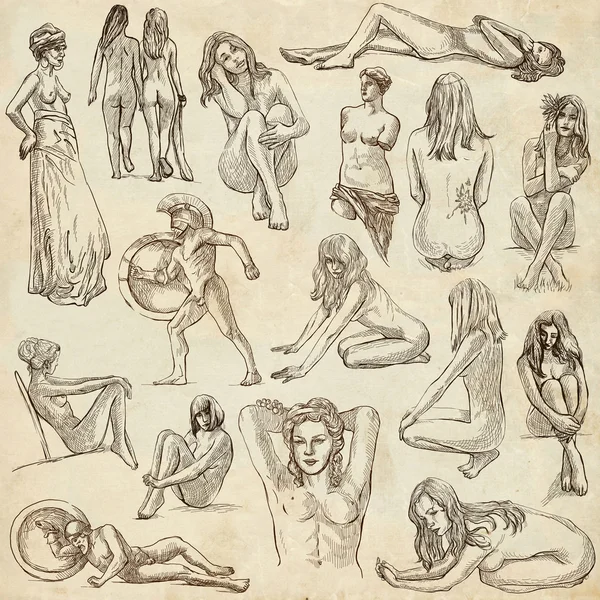 Desnudo en el arte - Dibujos a mano, Paquete de tamaño completo — Foto de Stock