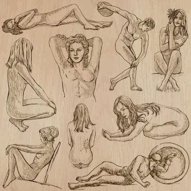 Çıplaklık sanat - elle çizilmiş vektörel çizimler