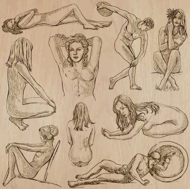 Nudity in Art - Hand drawn vectors clipart