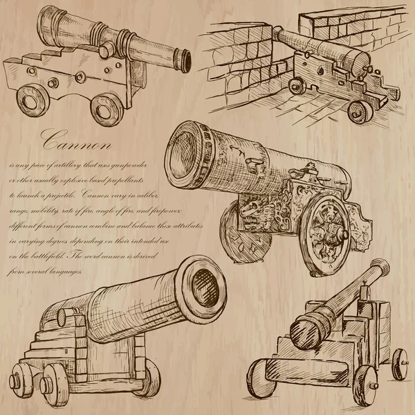 Meriam - Vektor gambar tangan. Diubah - Stok Vektor