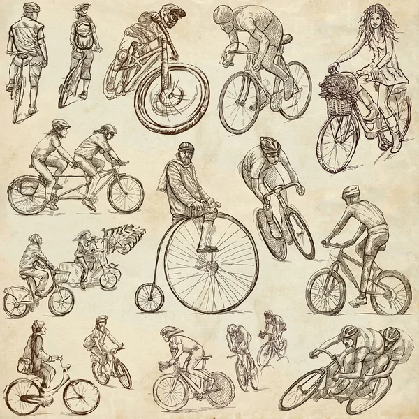 Bisiklete binme - Freehand skeçler, toplama — Stok fotoğraf