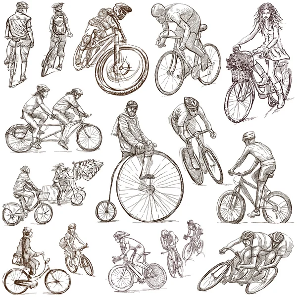 Bisiklete binme - Freehand skeçler, toplama — Stok fotoğraf