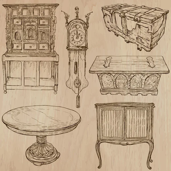 Muebles - Bocetos vectoriales, arte de línea — Archivo Imágenes Vectoriales