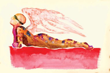 Lying figure - Water colors converted to vector clipart