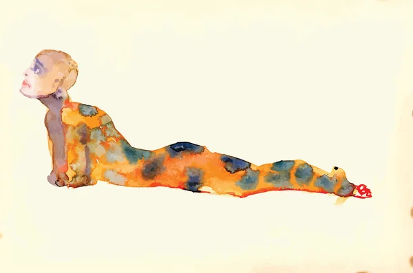 Lying figure - Water colors converted to vector — Stock Vector