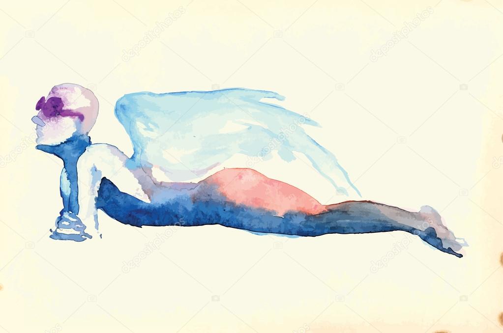 Lying figure - Water colors converted to vector