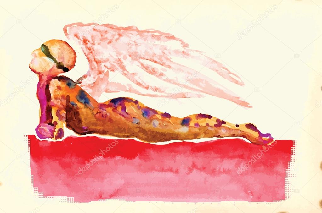 Lying figure - Water colors converted to vector