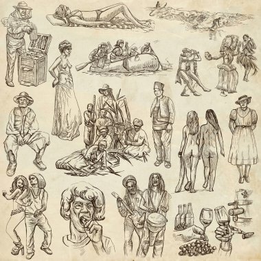 People, Natives. An hand drawn pack on paper