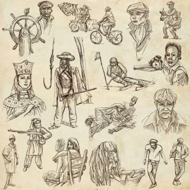 People, Natives. An hand drawn pack on paper
