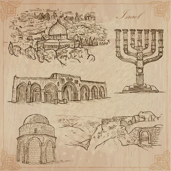 Israele - Una collezione disegnata a mano. Confezione vettoriale . — Vettoriale Stock