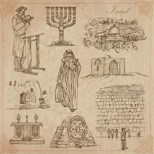 Israel - Una colección dibujada a mano. Paquete vectorial . — Archivo Imágenes Vectoriales