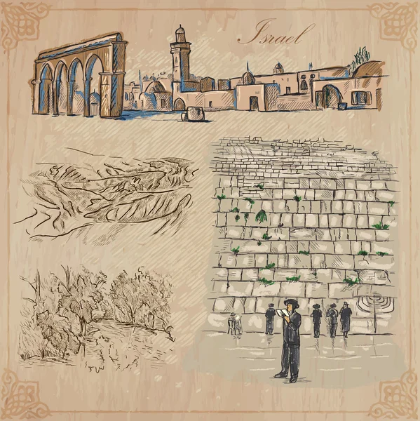 Israele - Una collezione disegnata a mano. Confezione vettoriale . — Vettoriale Stock