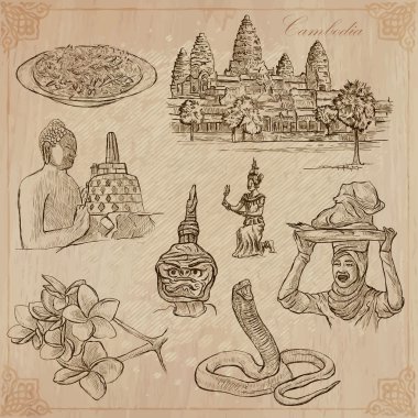 Kingdom of Cambodia - Hand drawn vector pack clipart