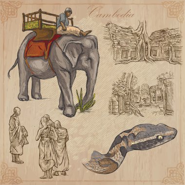 Kingdom of Cambodia - Hand drawn vector pack clipart