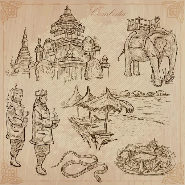 Kamboçya - elle çizilmiş vektör paketi