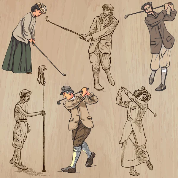 Vintage Golf and Golfers - Hand drawn vectors, freehands Stock Vector
