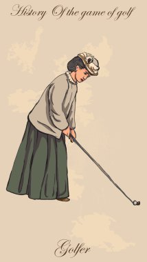 Vintage golf and golfers - freehand into vector clipart