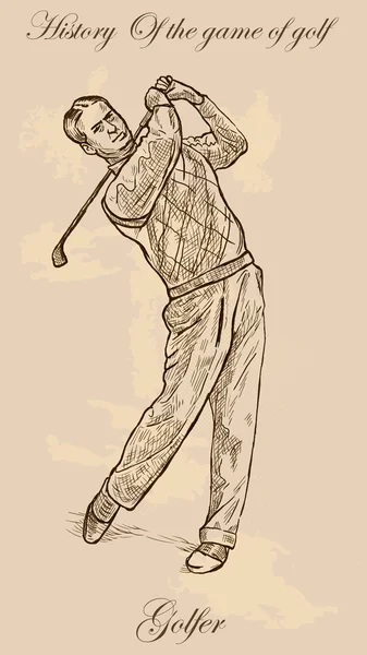 Vintage golf and golfers - freehand into vector — Stock Illustration Vintage golf and golfers - freehand into vector Vector Graphics