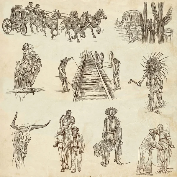 Indians and Wild West - An hand drawn pack. — Stock Photo, Image