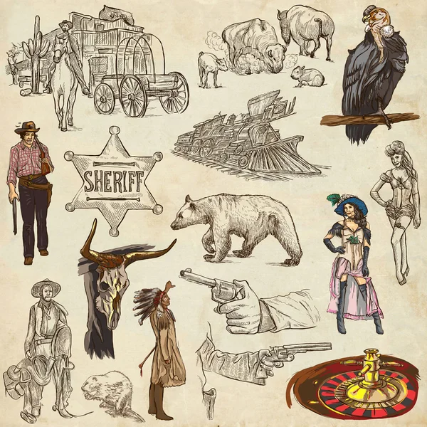 Indians and Wild West - An hand drawn pack. — Stock Photo, Image