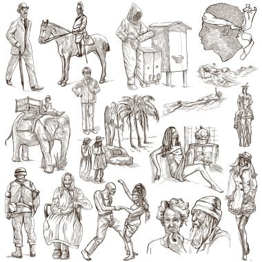 Bir elle çizilmiş paketi, Hat sanatı - insanlar