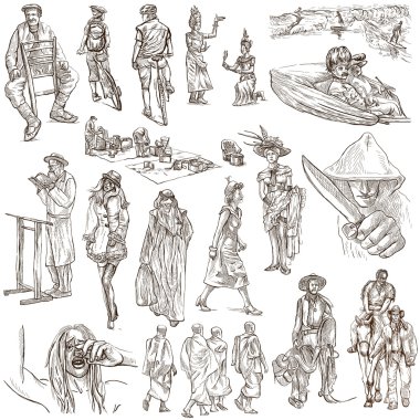 Bir elle çizilmiş paketi, Hat sanatı - insanlar