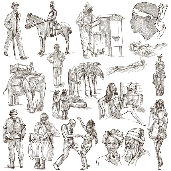 An hand drawn pack, line art - PEOPLE — Stock Photo, Image