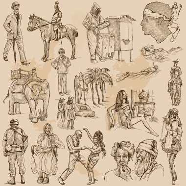 Bir el vektör paketi - insanlar çekilmiş.