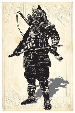 Bir el vektör Japonya kültür - samuray, Shogun çekilmiş.
