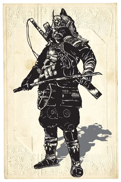 Un vector dibujado a mano de la cultura japonesa - Samurai, Shogun — Vector de stock
