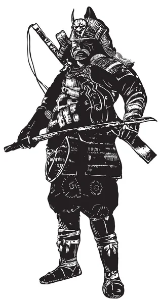 Un vector dibujado a mano de la cultura japonesa - Samurai, Shogun — Vector de stock