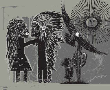 Öpücük - bir el çizilmiş vektör