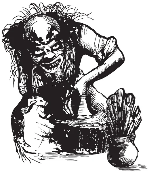 Potier, Créateur, Clown - Illustration vectorielle à main levée — Image vectorielle