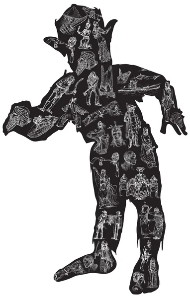 Zombie im Schlafanzug, Vektorillustration. freihändig. — Stockvektor